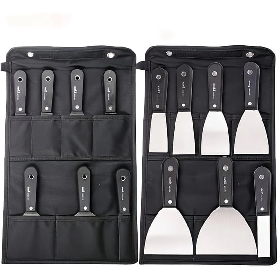 7 PCS Drywall Paint Scraper Tools with Storage Bag,Drywall Putty Knife Set,Stainless Steel Spackling Taping Knife Tool for Repairing,Removing Wallpaper,Applying Putty,Mud, Plaster Scraping