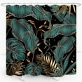 thumbnail image 3 of Green Gold Tropical Palm Leaves Shower Curtain Abstract Banana Leaf Modern Botanical Plant Nature Aesthetic Emerald Green Bathroom Decor Waterproof Fabric 72Lx72W Inch with Hooks, 3 of 6