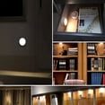 thumbnail image 3 of 3pcs/6pcs LED Motion Sensor Light, Round Cordless Battery Operated Puck Night Light, with Remote, Adhesive Magnetic Light Fixtures, for Hallway, Bathroom, Bedroom, Kitchen, Cabinet,Home Decor, 3 of 9