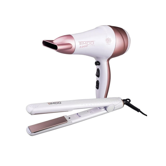 Combo Secadora y Alaciadora Timco Ceramica Iones Blanco COM08
