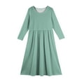 thumbnail image 4 of Big Girls Long Sleeve Dress, Extra Long Maxi Dress with Side Pockets, Cozy Fall & Spring Outfit for School & Party 140Mint Green, 4 of 4