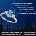 thumbnail image 2 of Gem Stone King 925 Silver and 10K Yellow Gold Swiss Blue Topaz and Pink Lab Grown Diamond Engagement Ring for Women | 1.80 Cttw | Oval Checkerboard 8X6MM | Gemstone November Birthstone | Size 7, 2 of 6
