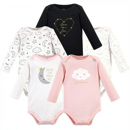 UPC: 0660168586640 | Hudson Baby Infant Girl Cotton Long-Sleeve Bodysuits 5pk  Dreamer  0-3 Months