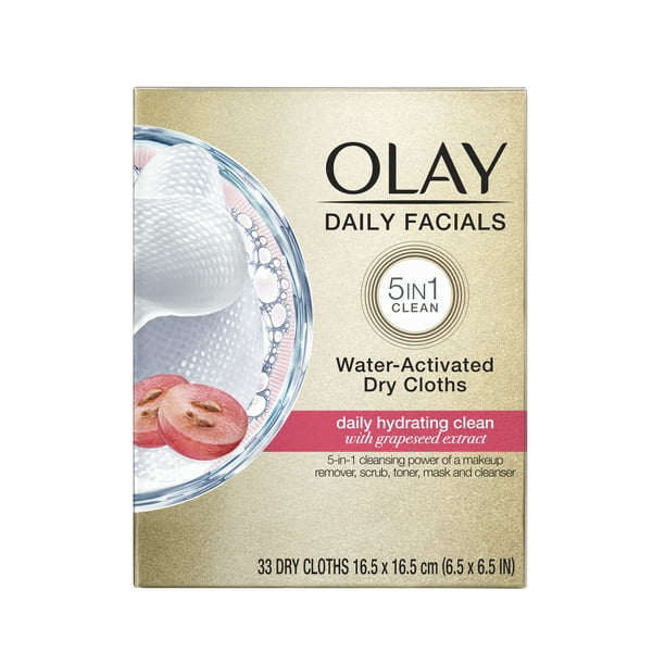 Olay Daily Facials Hydrating Cleansing Cloths, 33 Count