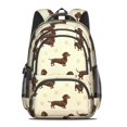 thumbnail image 2 of Dachshund Dog Paw Print White Pattern Cute School Backpack Bag with Padded Back and Adjustable Shoulder Straps 16.9 X 12.6 X 5.9 Inches, 2 of 5