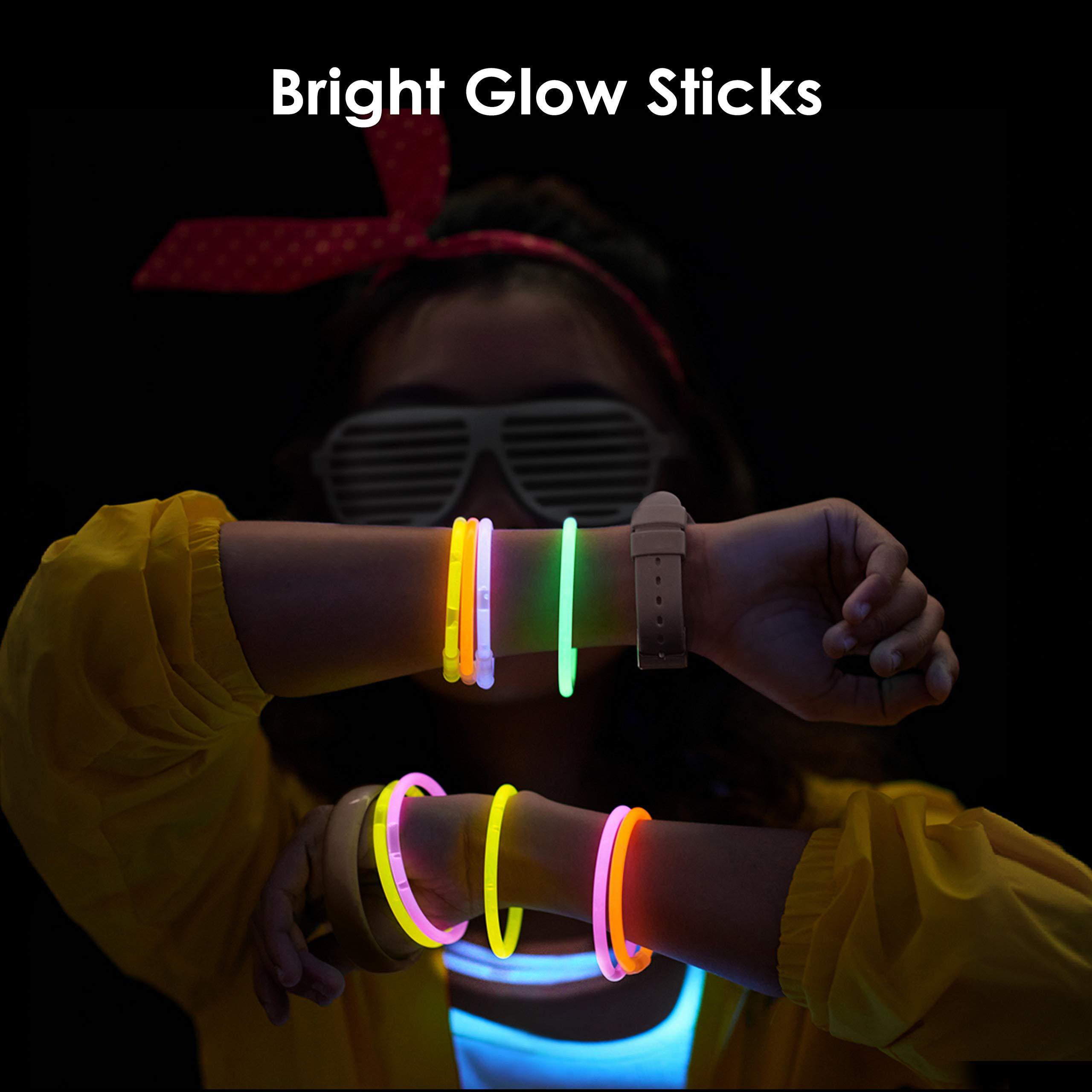 Glow Fever Glow in The Dark Sticks - 100 ct 6 Glow Sticks Bulk Party Pack  with End Caps & Lanyards - Glow Party Favors for Conc