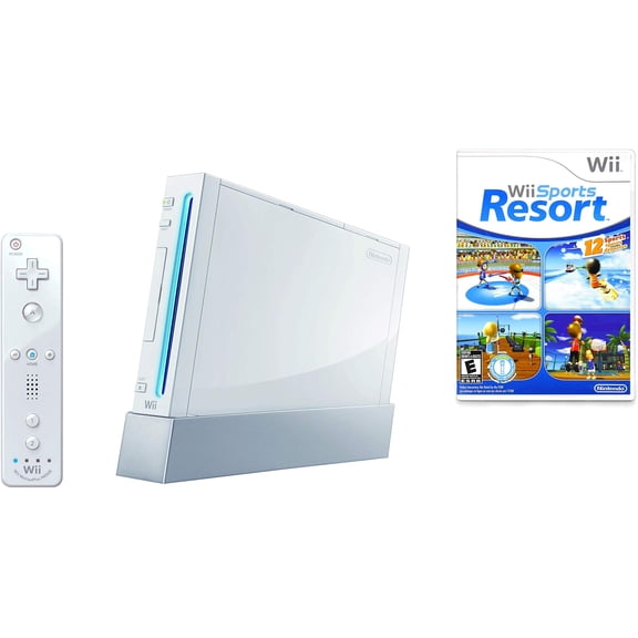 Wii Video Game Console with Wii Sports Resort & Wii MotionPlus Bundle, 5 GB, White
