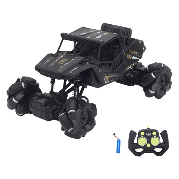 DIY RC Stunt Car Building Toy Kit 2.4GHz 6CH Off-Road Crawler Truck (Black)