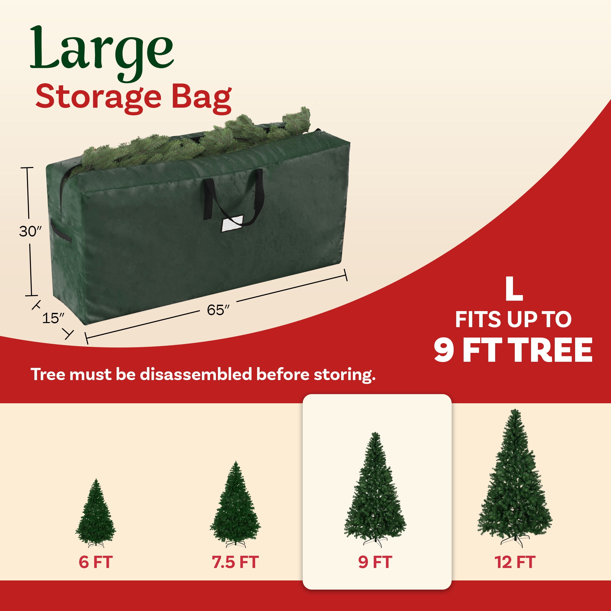 Elf Stor 48-Inch-Long with Handles and Zipper Closure for Christmas Trees, Clothing Storage (Green)