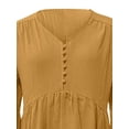 thumbnail image 3 of Frontwalk Ladies Maxi Dresses Buttons Decor Full Length Dress Long Sleeve Women Vintage V Neck Yellow -brown S, 3 of 5