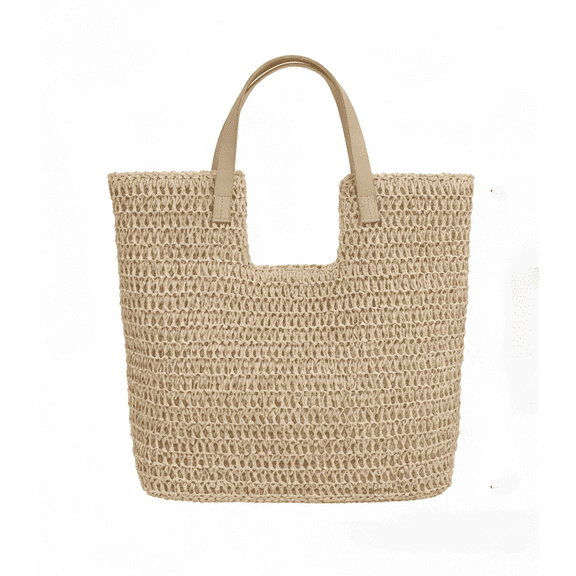 YYYJ Women's Paper Beach Bags Tote Bag, Beige