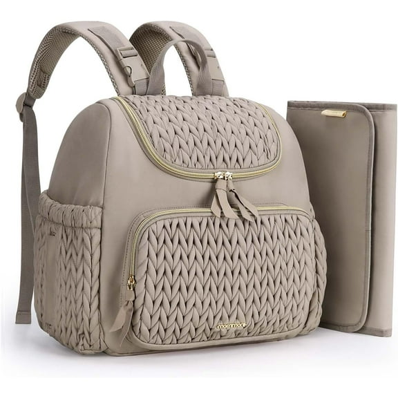 Diaper Bag Backpack Large Baby Bag for Boys Girls Quilted Travel Diaper Backpack with Changing Pad, Stroller Straps