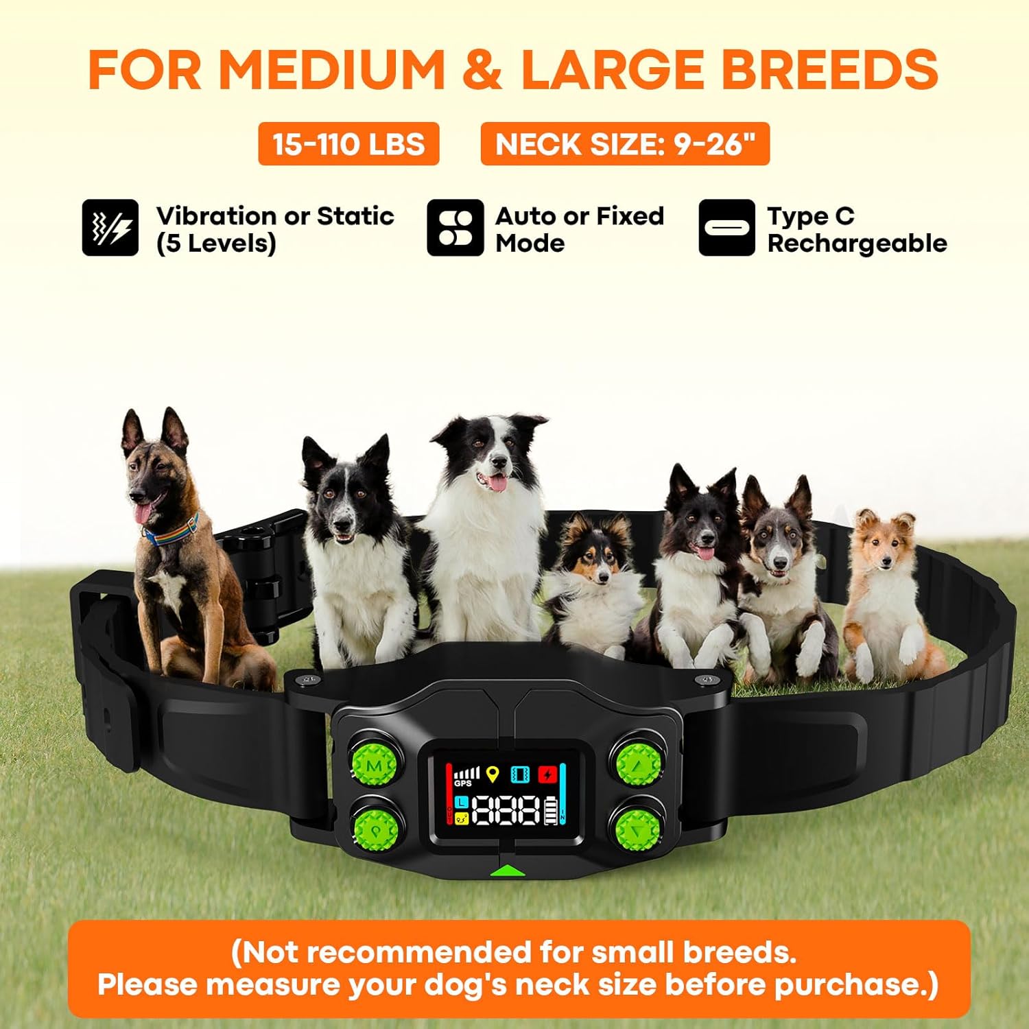 GPS Wireless Dog Fence & Training System 2-in-1, Electric Dog Fence,Chip Upgrade,Enhance and stabilize Signals,Suitable 15-110lbs Dogs, Radius from 25 to 999 Yards,Waterproof IPX7,Outdoor Use