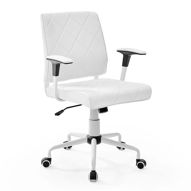Modway Chaise de Bureau en Vinyle, Réglable de 18 à 21 Pouces, Blanc