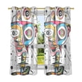 thumbnail image 2 of Doodle Face Abstract Blackout Curtains 63 inch Length 2 Panels Window Decoration Curtains for Bedroom Living Room, 2 of 6