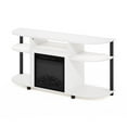 thumbnail image 4 of Furinno Jensen Open Storage Curved Entertainment Center Stand with Fireplace for TV up to 55 Inch, Solid White, 4 of 7