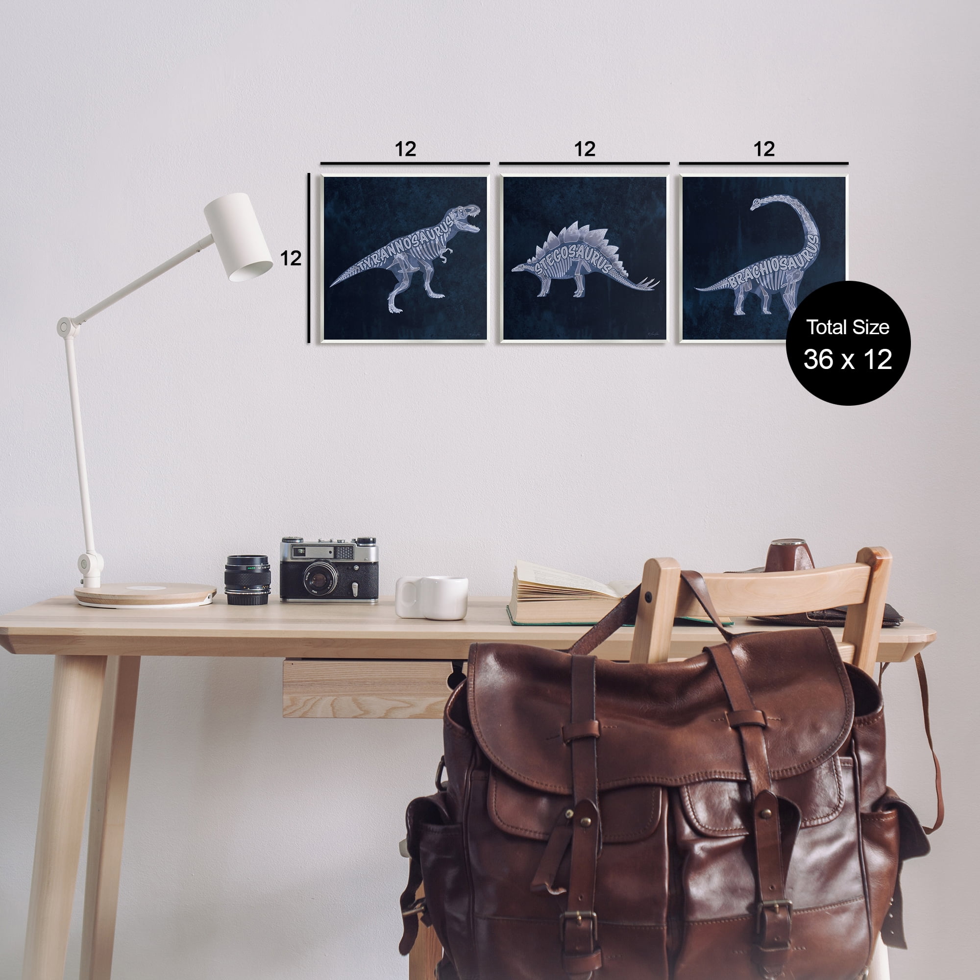 Stupell Industries Various Dinosaur Skeletons Animals & Insects Painting Unframed Art Print Wall Art, 12 x 12