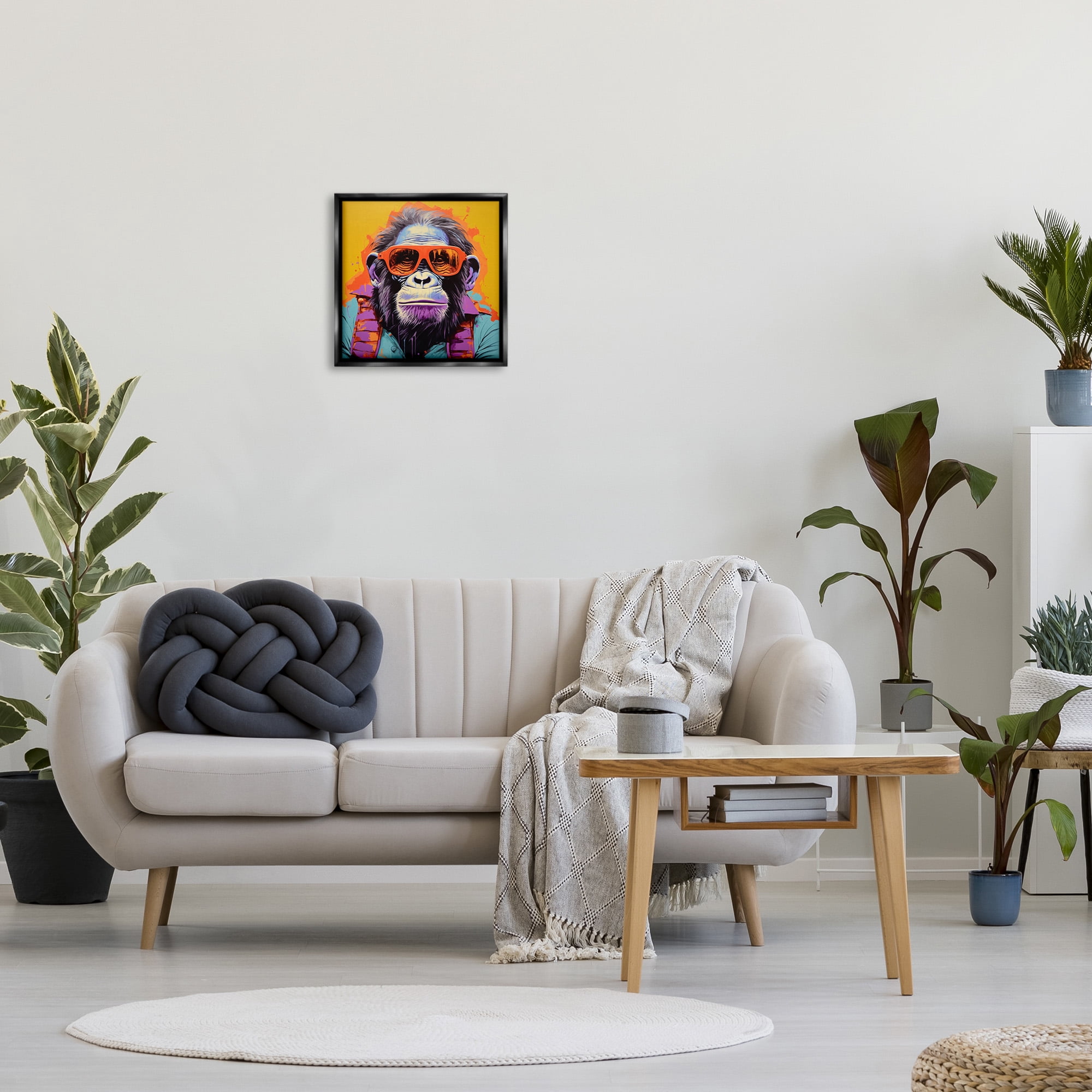 Stupell Industries Pop Style Gorilla Animals & Insects Painting Black Floater Framed Canvas Art Print Wall Art, 18 x 18