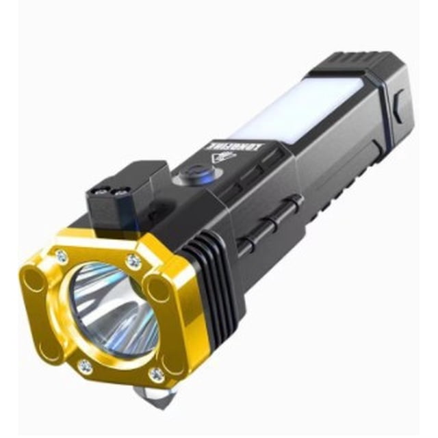 Lisbinx Multifunctional Emergency Flashlight with Usb Power Bank | Car Escape Tool with Seatbelt Cutter & Magnet | Ip44 Waterproof & Rechargeable
