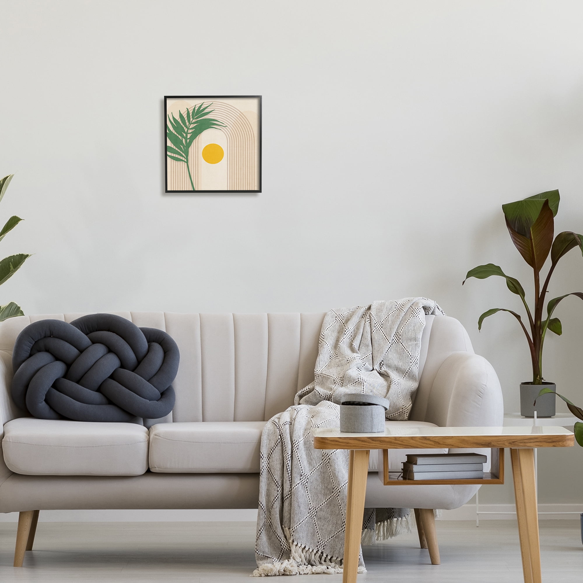 Stupell Industries Tropical Leaf with Arch Botanical & Floral Painting Black Framed Art Print Wall Art, 12 x 12