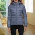 thumbnail image 2 of Winter Puffer Coats for Women Lightweight Puffy Jacket Packable Hooded Down Coat Dark Blue XXL, 2 of 5