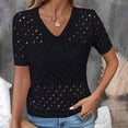 thumbnail image 2 of Posijego Women's Knit Sweater Short Sleeve Tops Summer Cutout Knit Pullover Sweaters Beach Vacation Tunic Tops, 2 of 9