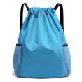 thumbnail image 1 of Mochila con cordón, bolsa de cuerdas, bolsa de gimnasio ligera, mochila deportiva, azul claro, 1 of 6