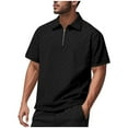 thumbnail image 2 of Men's Polo Shirts With Collar Big And Tall Under $10 Summertime Fashion Elasticity Casual Loose Half Zipper Lapel Short Sleeve, 2 of 9