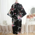 thumbnail image 3 of YWDJ Plus Size Womens Robes Print Blossom Kimono Dressing Gown Bath Robe Lingerie Nightdress Black, 3 of 4