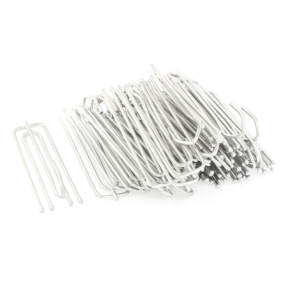 Unique Bargains Home Pleat Prong Curtain Hooks Silver Tone 2.7 Inch Length 30Pcs