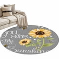 thumbnail image 6 of You Are My Sunshine Round Rug 4ft Washable Circle Entryway Rugs Non Slip Yellow Sunflowers Cute Bees Heart Grey Area Rug Indoor Floor Carpet for Bedroom Kitchen Living Room Home Office Dining Room, 6 of 8