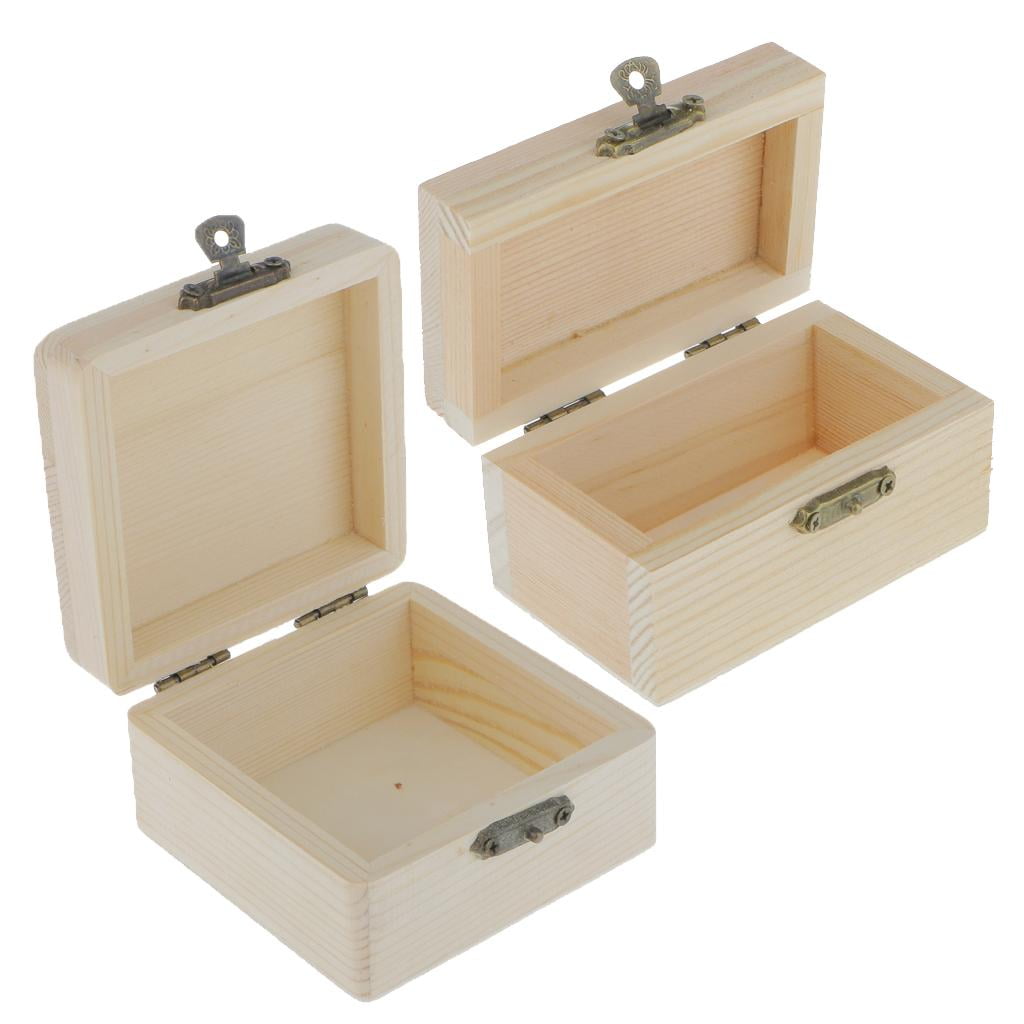 2pcs Small Plain Unpainted Jewelry Storage Chest