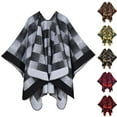 thumbnail image 4 of Gpaecead Women's Fall Classic Plaid Shawl - Jacquard Pattern Open Front Warm Cape Wrap Green, 4 of 4