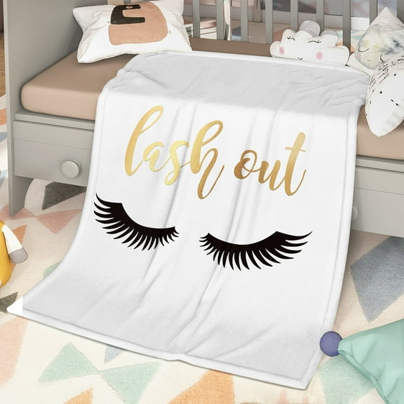 Long Eyelashes Printed Throw Blanket Plush Fluffy Flannel Fleece Blanket Soft Throws for Sofa Couch and Bed 60*80