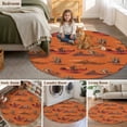 thumbnail image 6 of 8ft Washable Large Round Rug, Cowboys Horses Non-Slip Circle Area Rug for Living Room Dining Room, Desert Ethnic Winds Orange Background Indoor Floor Mat for Home Decor, 6 of 9