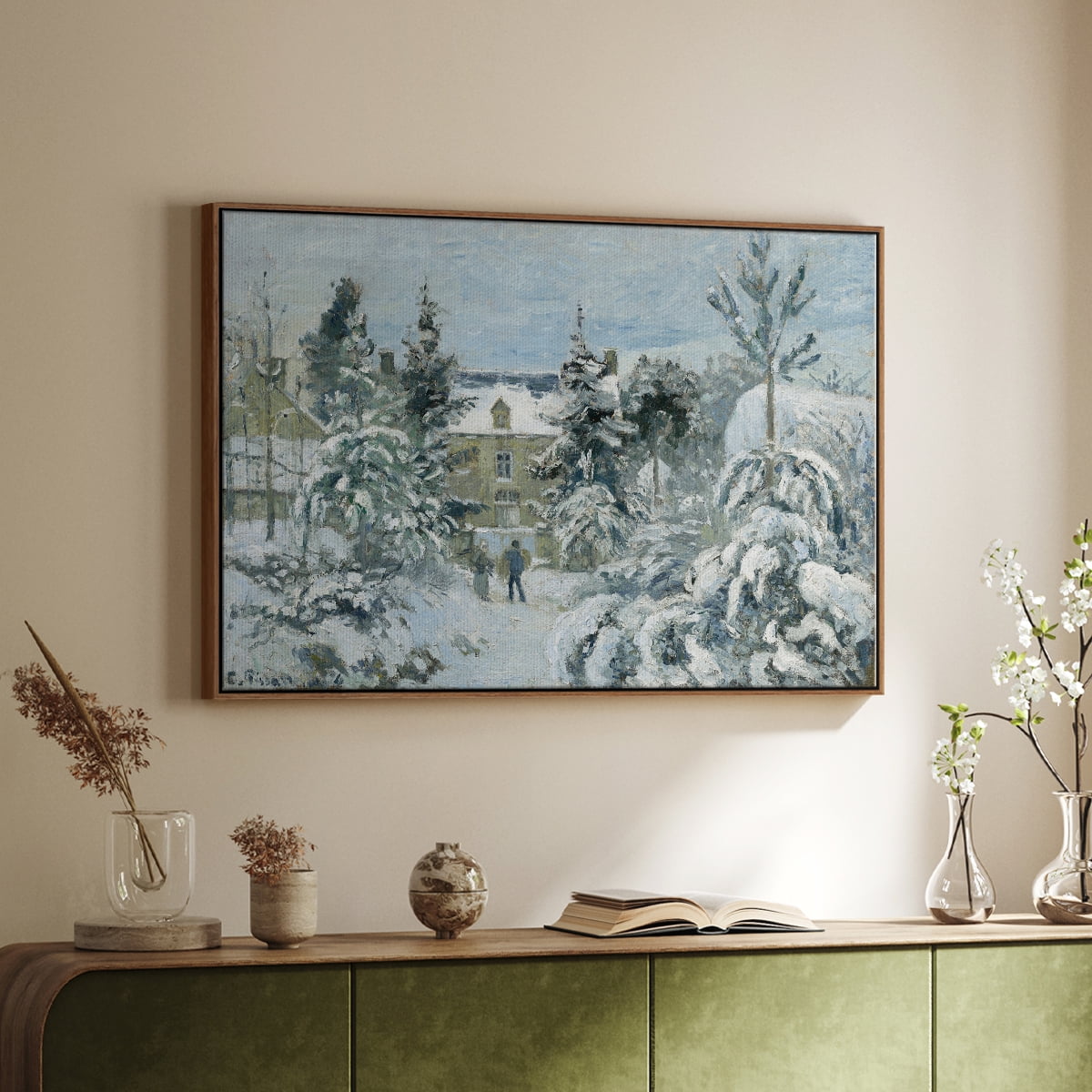 Vintage Landscape-CCXC By Wexford Home Framed in Walnut Wood Gallery Wrapped Canvas 17 in. x 25 in.