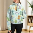 thumbnail image 3 of Uourmeti Cartoon Dragon Rainbow Moon Girls Quarter Zip Up Sweatshirt with Pocket Oversize Plus Size Soft Loose Athletic Top for Gym Run Travel Weekend Size 7-8, 3 of 7