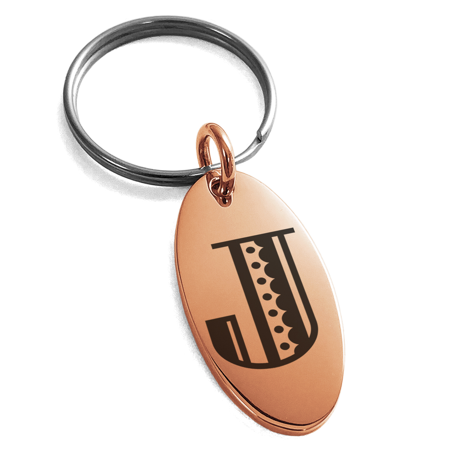 Stainless Steel Letter J Initial Metro Retro Monogram Engraved Small ...