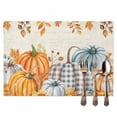 thumbnail image 2 of Fall Pumpkin Placemats Set of 6 Thanksgiving Sunflower Maple Leaf Heat Insulated Linen Place Mats, Washable Stain-Proof Table Mats for Dining Tables Holiday Decor 13x19inch, 2 of 9