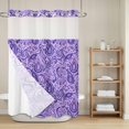 thumbnail image 6 of No Hook Shower Curtain with Snap in Liner, Paisley Floral Vintage Ethnic Waterproof Fabric Bathroom Curtain Mesh Top Window, Abstract Geometric Purple Shower Curtains 72x84in, 6 of 9