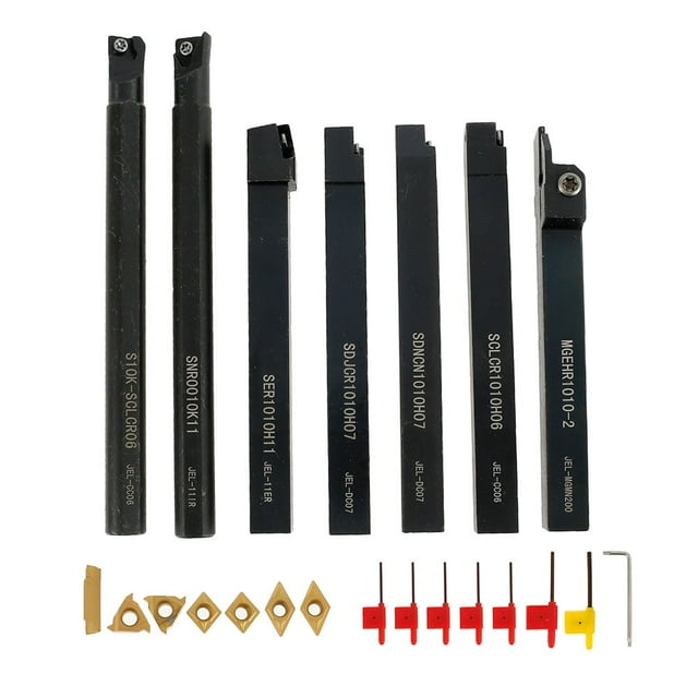 22Pcs Tour Barre Outil de Tournage Multifonctionnelle Carbure Solide Insert Support Barre de Forage Clé de Tour