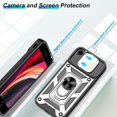 thumbnail image 2 of for iPhone SE 2020/2022,iPhone 7/8 Case with Anti-Explosion Screen Protector, Heavy Duty Shockproof with Metal Kickstand [Military Grade] Protective Case for iPhone SE 2020/2022/8/7, Silver, 2 of 14