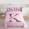 thumbnail image 2 of Homewish Initial Alphabet K Girl 3-Piece Full Size Comforter Sets,Animal Leopard Cheetah Print Bedding Comforter Set,Kawaii Pink Bowtie Lightweight Bedding Sets,Super Cozy Room Decor,Reversible, 2 of 8