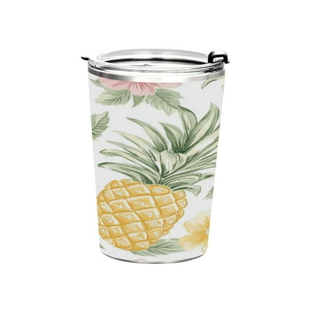 

11oz Straw Mugs with Handle and Straw Lid Sports Mugs Car Mugs Floral Pineapple Pattern