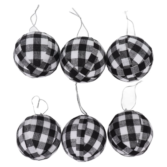 Falleo Clearance 6Pcs 70mm 2.76 Inch Christmas Ornaments Balls Christmas Tree Decoration Balls New Year's Decor Black and White Check