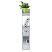 Contemporary Shelving Unit Bathroom Floor Stand Wood-Plastic Storage Cabinet