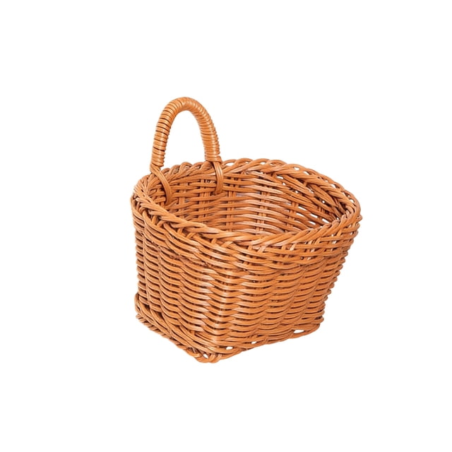 SIYTUAU Plastic Wall Mounted Woven Basket Imitation Rattan Hanging Flower Pot For Small Items Storage 7X6X4 Inch Style B