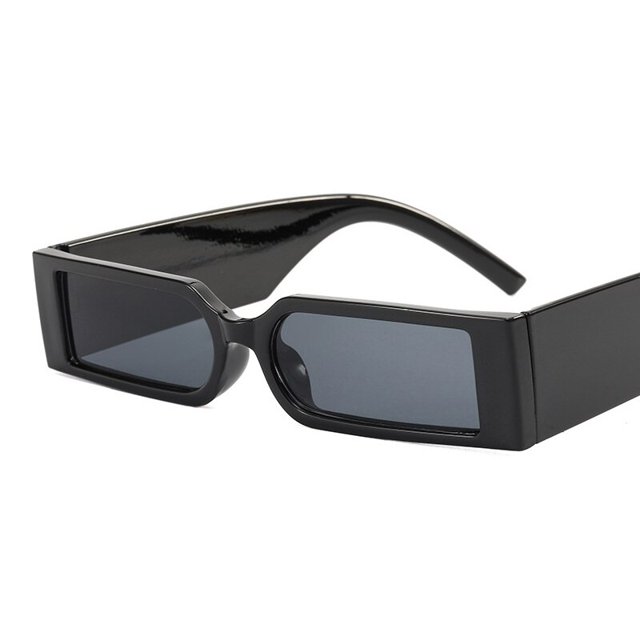 Gafas De Sol rectangulares a la moda para hombre, lentes De Sol con montura pequeña, estilo Hip Hop, diseño Vintage, color negro qym unisex
