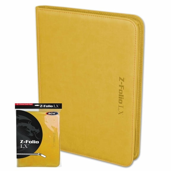 BCW GAMING Z-FOLIO 9-POCKET LX ALBUM Yellow HOLDS 360 CARDS ZIPPER CLOSURE