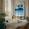 thumbnail image 3 of Retro Vintage Tropical Island Sunset - Digital Art Tropical Palm Tree Beach Minimalist Seascape Ocean Sunset Oak Framed Wall Art Print 6 x 8 inches, 3 of 12